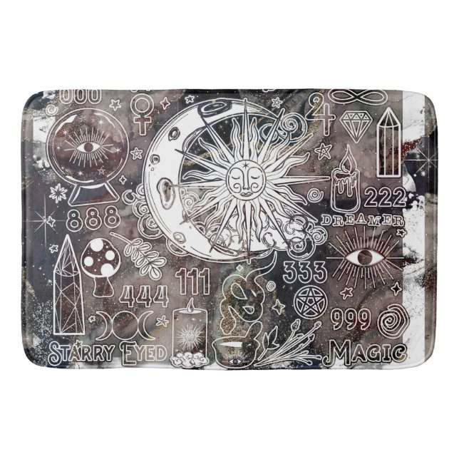 Lucky Numerology Manifesting Magic Galaxy Grunge Bath Mat (Front)