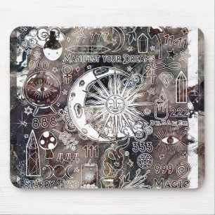 Lucky Numerology Manifesting Magic Galaxy Grunge Mouse Mat