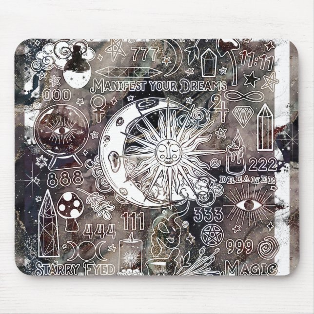 Lucky Numerology Manifesting Magic Galaxy Grunge Mouse Mat (Front)
