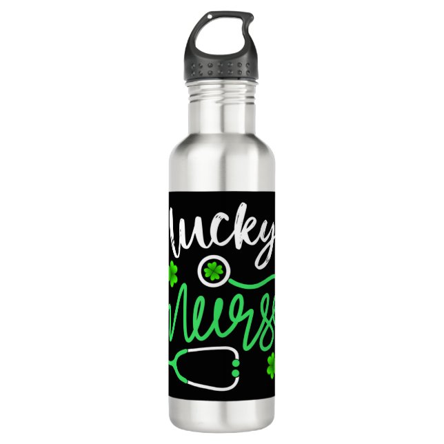 Lucky Nurse RN - Funny Saint Patricks Day Shamrock 710 Ml Water Bottle (Front)
