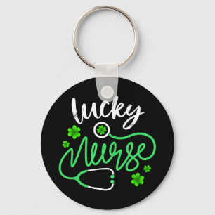Lucky Nurse RN - Funny Saint Patricks Day Shamrock Key Ring