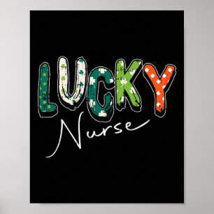 Lucky Nurse St Patricks Day Cool Shamrock Irish Rn Poster