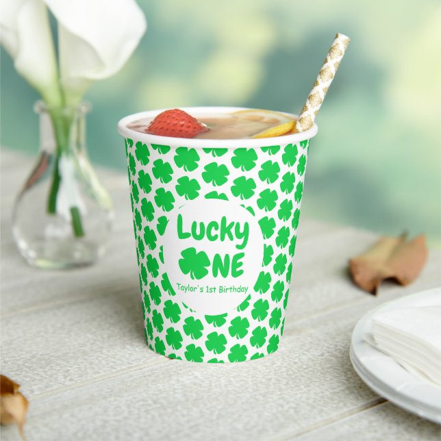 Lucky One 1st Birthday Paper Cups (Insitu)