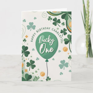 Lucky One 1st Birthday St Patricks Day Clover Card