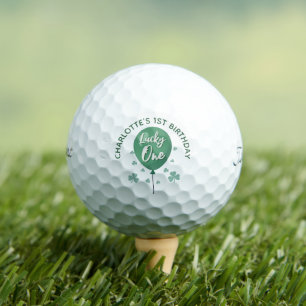 Lucky One 1st Birthday St Patricks Day Clover  Golf Balls