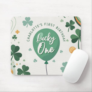 Lucky One 1st Birthday St Patricks Day Clover Mouse Mat