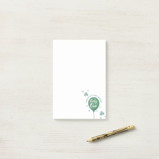 Lucky One 1st Birthday St Patricks Day Clover Post-it Notes (On Desk)