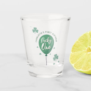 Lucky One 1st Birthday St Patricks Day Clover Shot Glass
