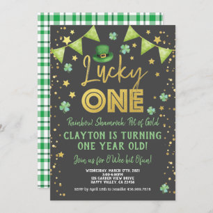 Lucky One Baby First Birthday St Patrick's Day Invitation