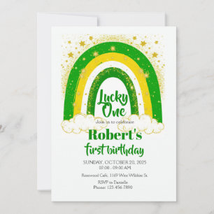 Lucky One Birthday, Shamrock Birthday Invite