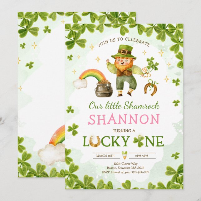 Lucky One Birthday St Patrick's 1st Birthday Party Invitation (Front/Back)