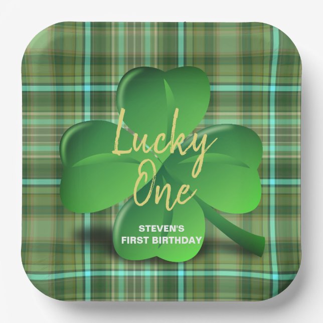 Lucky One Boys First St Patricks Birthday Party Paper Plate (Front)