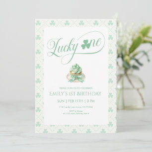 Lucky One Cupcake First Birthday Invitation