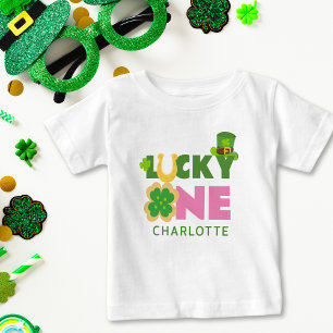 Lucky One Cute 1st Birthday Girl St. Patrick's Day Baby T-Shirt