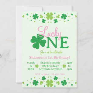 Lucky One First 1st Birthday Party Invitation