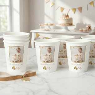Lucky One First Birthday Girl Photo Cups