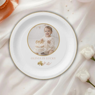 Lucky One First Birthday Girl Photo Plates