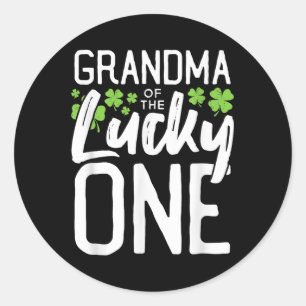 Lucky One First Birthday Grandma Family St. Patric Classic Round Sticker