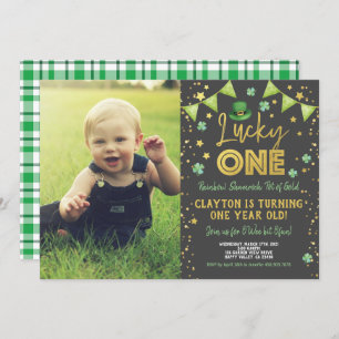 Lucky One First Birthday St Patrick's Day Photo Invitation