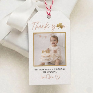 Lucky One Girl Birthday Photo Favour Tag