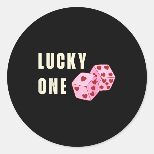 Lucky One Heart Dice Couples Matching Valentines D Classic Round Sticker (Front)