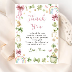 Lucky One Shamrock Birthday Thank You Card