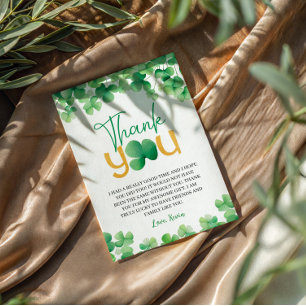 Lucky One Shamrock Birthday Thank You Card
