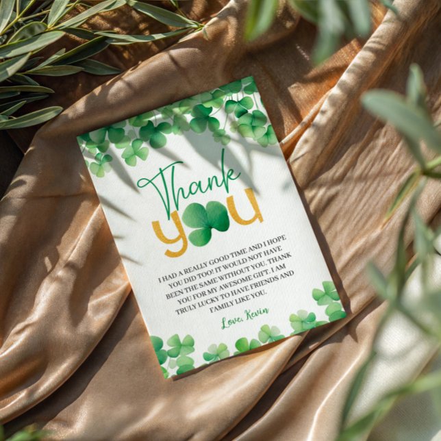 Lucky One Shamrock Birthday Thank You Card (Creator Uploaded)