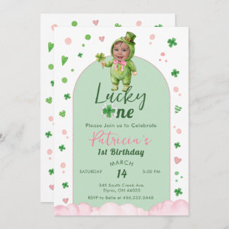 Lucky One St Patrick Birthday Photo Invitation