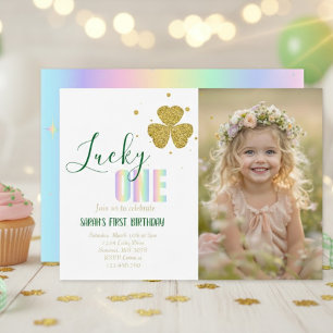 Lucky ONE St Patrick’s Day 1st Birthday photo Invitation