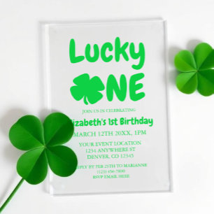 Lucky One St Patrick's Day 1st Birthday Acrylic Invitations