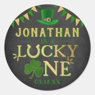 Lucky One St. Patrick's Day 1st Birthday Classic Round Sticker