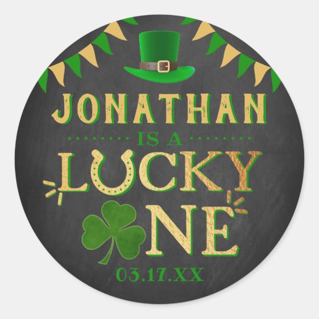 Lucky One St. Patrick's Day 1st Birthday Classic Round Sticker (Front)