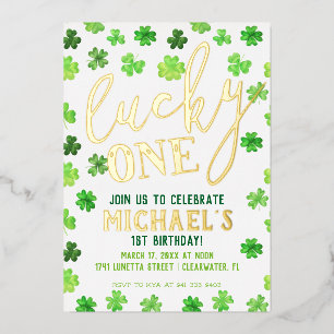 Lucky One   St. Patrick's Day 1st Birthday Invitat