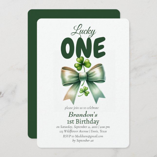 Lucky One St Patricks Day 1st Birthday Invitation (Front/Back)