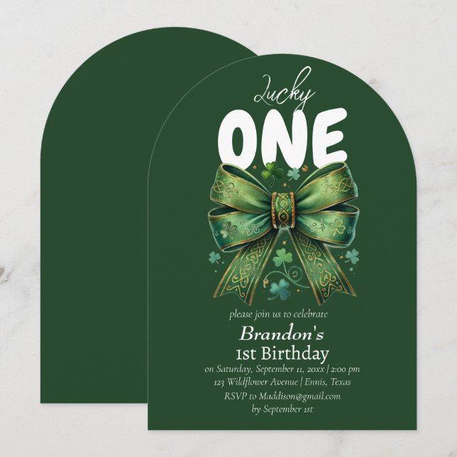 Lucky One St Patricks Day 1st Birthday Invitation (Front/Back)