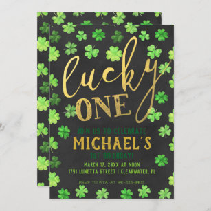 Lucky One   St. Patrick's Day 1st Birthday Invitation