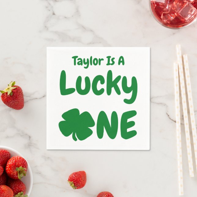 Lucky One St Patrick's Day 1st Birthday Napkin (Insitu)