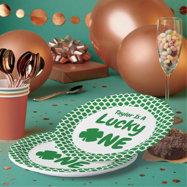 Lucky One St Patrick's Day 1st Birthday Paper Plate (Multi)