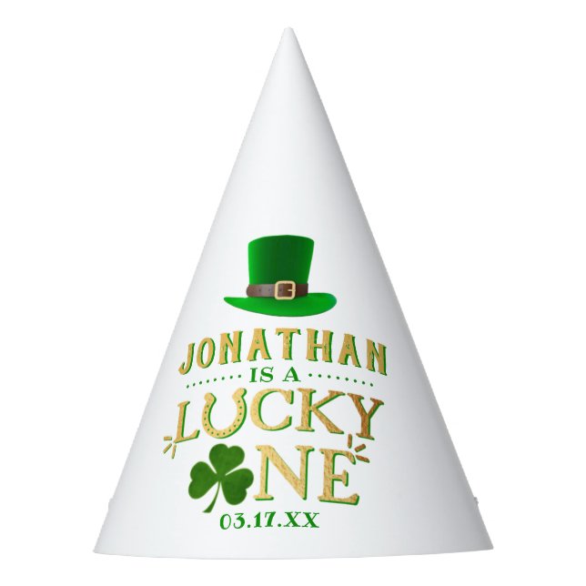 Lucky One St. Patrick's Day 1st Birthday Party Hat (Front)