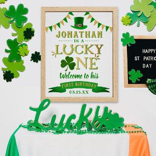 Lucky One St. Patrick's Day 1st Birthday Welcome Poster