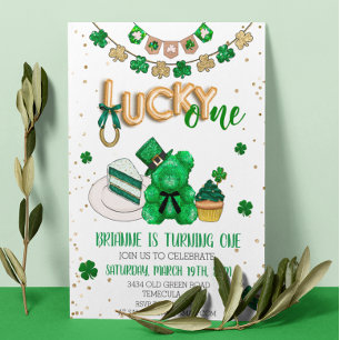 Lucky One St. Patrick's day Birthday Baby Party  Invitation