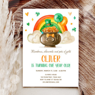 Lucky One St. Patrick's Day Boy First Birthday Inv Invitation
