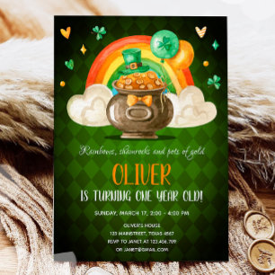 Lucky One St. Patrick's Day Boy First Birthday Invitation