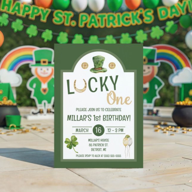 Lucky One, St. Patrick's Day First Birthday Party Invitation (Creator Uploaded)