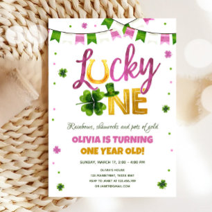 Lucky One St. Patrick's Day Girl First Birthday In Invitation