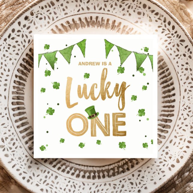Lucky One St Patrick's Day Paper Plate Clover Boy Napkin (Creator Uploaded)