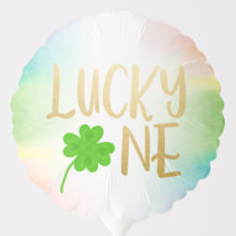 Lucky one St. Patricks Day shamrock Round