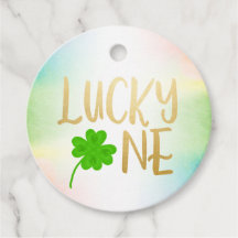 Lucky one St. Patricks Day shamrock Round