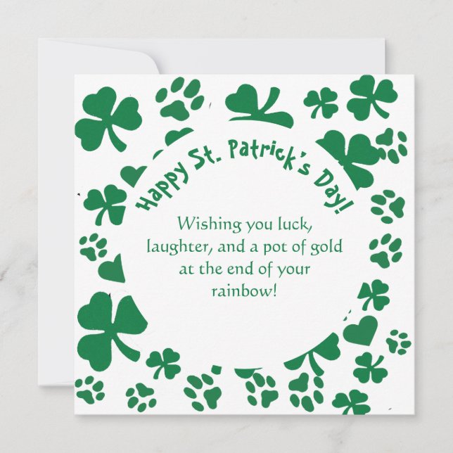 Lucky Paws St. Patrick’s Day Card Shamrock pattern (Front)